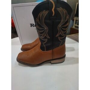 Rollda Kids Cowboy Boots for Boys Girls Western Square Toe Cowgirl Boots Size 6